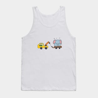 cute tow truck towing an elephant Tank Top